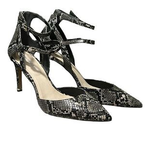 KENNETH COLE Women's Gray Pointed Toe Stiletto Zip-Up Ankle Strap Back Heels